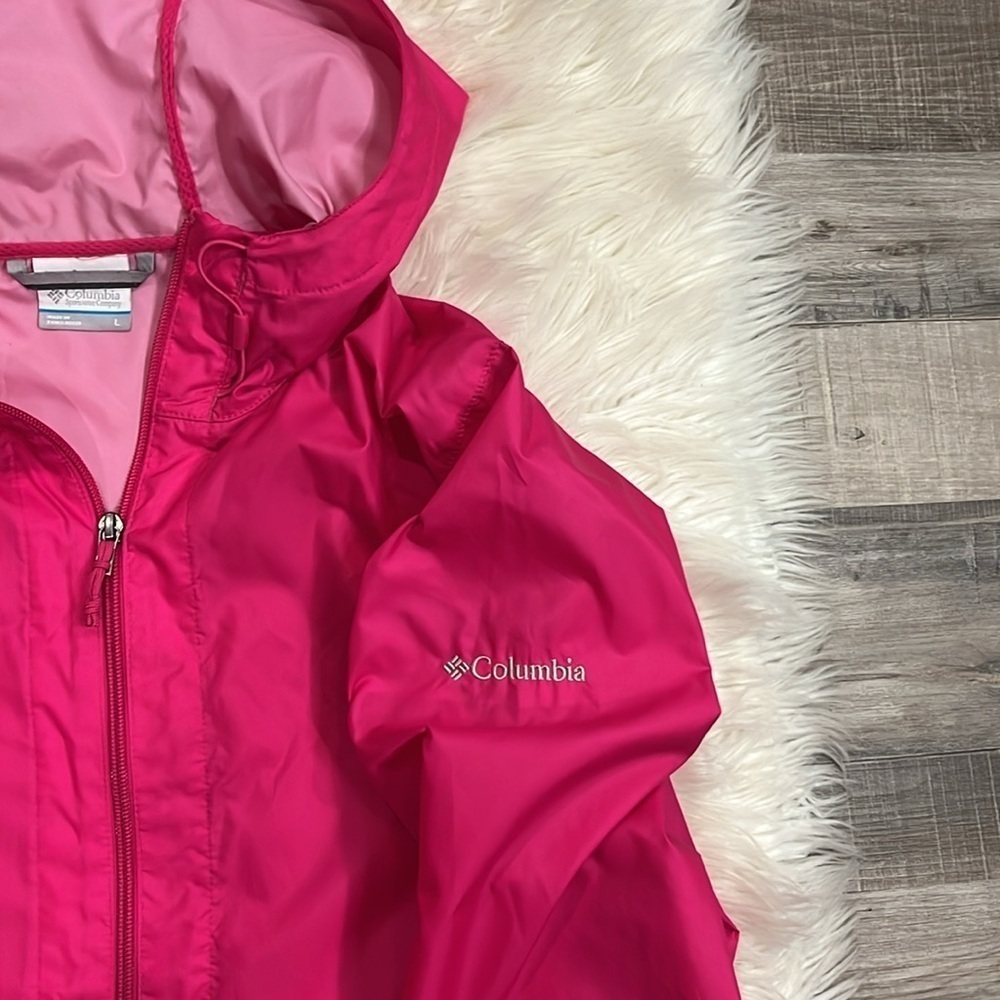 Columbia hooded windbreaker zip front jacket hot pink L - Picture 6 of 7